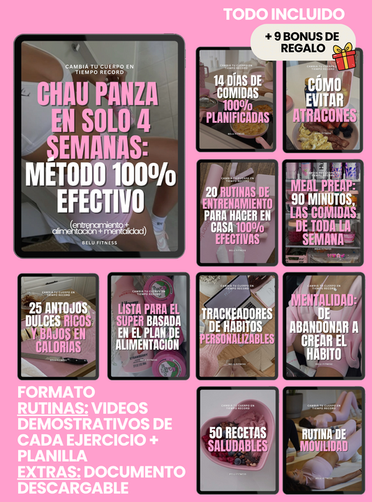 Chau Panza En 4 Semanas: Método 100% Efectivo De Entrenamiento + Alimentación